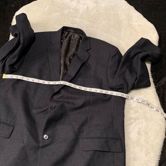 Lauren Ralph Lauren Mens Black Blue Sports Wool Blazer Size 46R Jacket 2‎ Button - Picture 4 of 9